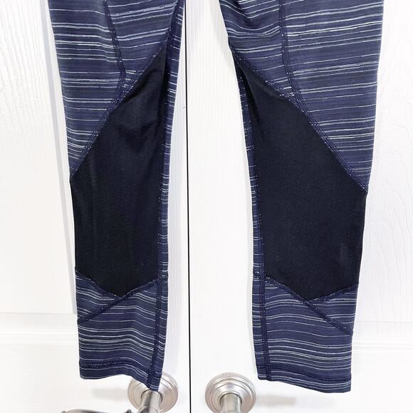Lululemon Pace Rival Crop 22" Cyber Stripe Naval Blue Black - Picture 7 of 9